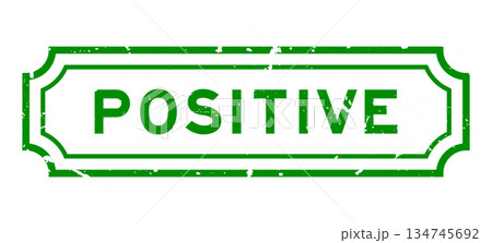 Grunge green positive word rubber seal stamp on white background 134745692
