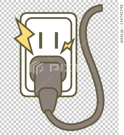 コンセントとプラグと電気エネルギーのイラスト、差し込むバージョン 134745748