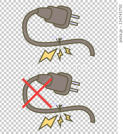 電気コードに破れがあるイラスト 134745750