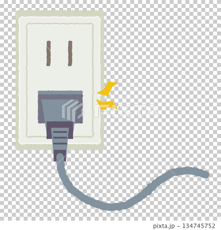 電源線插入插座的示意圖，無電源版本 134745752