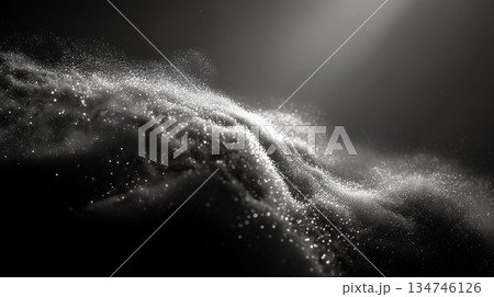 微細粒子の舞う抽象空間、モノクロアート 134746126