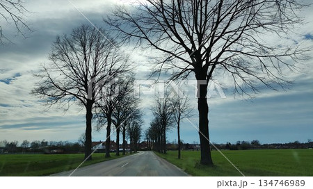 Near Volendam, Netherlands - April 10 2023: Beautiful road view 134746989