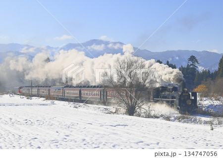 雪景色の磐越西線SL 雪景色の磐越西線SL 134747056