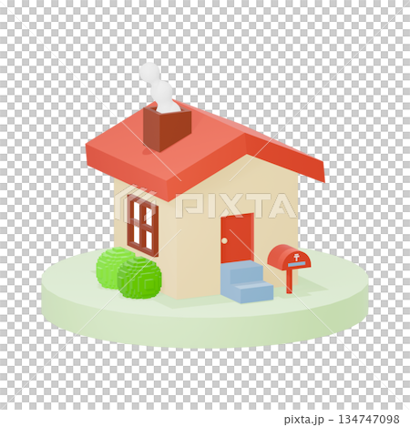 3D red roof house 3D red roof house 134747098