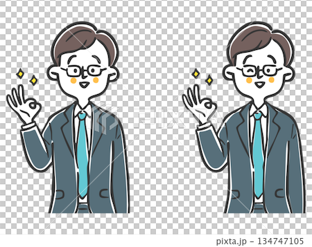 OKサインをするビジネスマン　上半身　ベクター 134747105