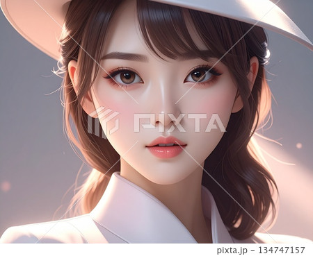 帽子をかぶった可愛い女性 134747157