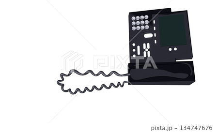 上から見た黒い電話機のイラスト 上から見た黒い電話機のイラスト 134747676