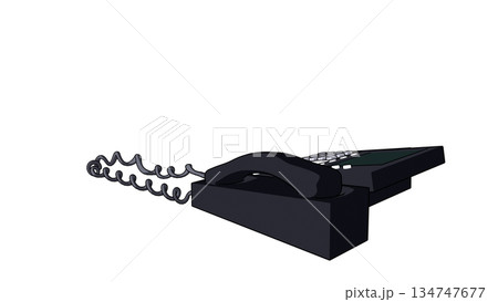 横から見た黒い電話機のイラスト 横から見た黒い電話機のイラスト 134747677
