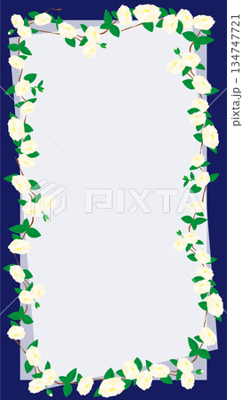 カラフルな花のフレーム　椿　枠　フレーム 134747721