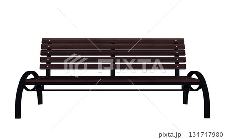 茶色の公園のベンチのイラスト 134747980