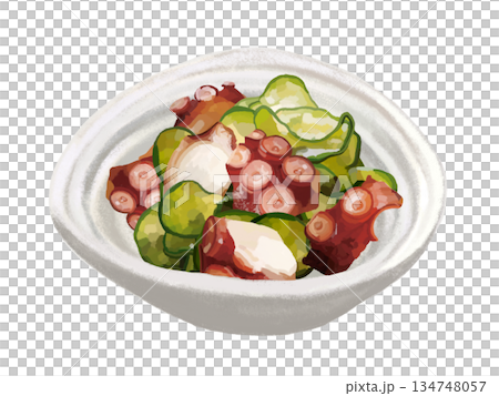 Octopus and cucumber vinegared Octopus and cucumber vinegared 134748057