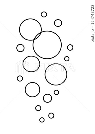 Minimal black outline soap bubbles composition. Clean line art circles for hygiene, water and abstract design concepts 134748722