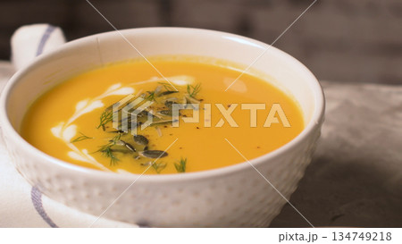 Homemade pumpkin soup 134749218