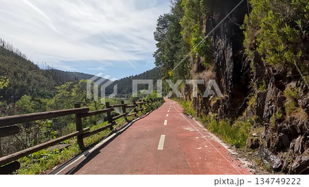 Point of view shot of riding a bicycle Point of view shot of riding a bicycle 134749222