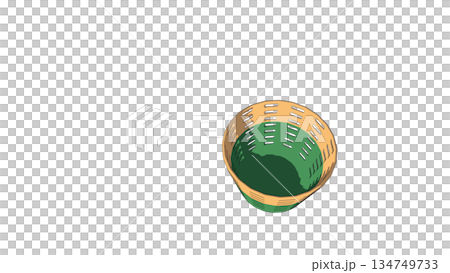 黄色と緑色の丸いかこのイラスト 134749733