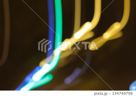 Blurred Light Trails with Slow Shutter Speed, a Symphony of Colors and Motion for Abstract Art and Creative Visual Effects 134749799