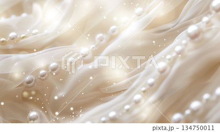 パール真珠の美しい滑らかな布のビジネス背景　Generative AI 134750011