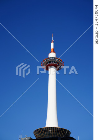 快晴の青空と京都タワー 134750044