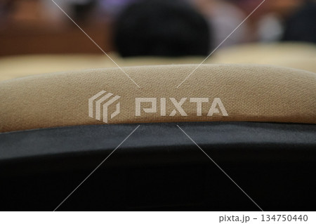 Close-up of Tan Upholstery on Furniture with a Curved Black Frame Detailing for Texture and Design Element Use 134750440