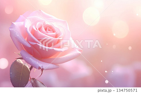 キラキラ輝くピンクのバラと幻想的な美しい背景 134750571