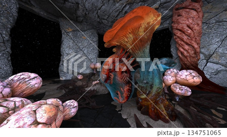 奇妙な植物が生えている洞窟 134751065