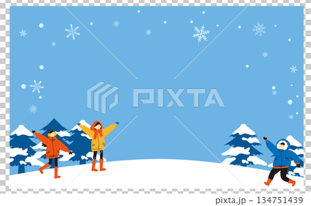 Snow play background illustration frame material 134751439