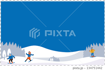 以滑雪者為背景插圖的邊框 以滑雪者為背景插圖的邊框 134751442