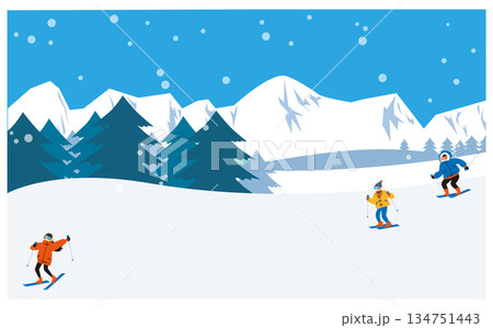 スキー場背景イラスト素材 スキー場背景イラスト素材 134751443