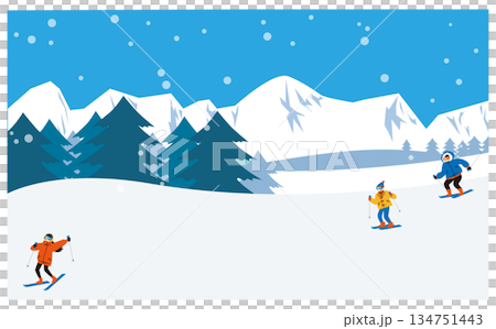 滑雪勝地背景插畫素材 134751443
