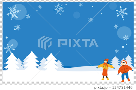 背景插圖描繪了人們在雪山上行走的情景 134751446