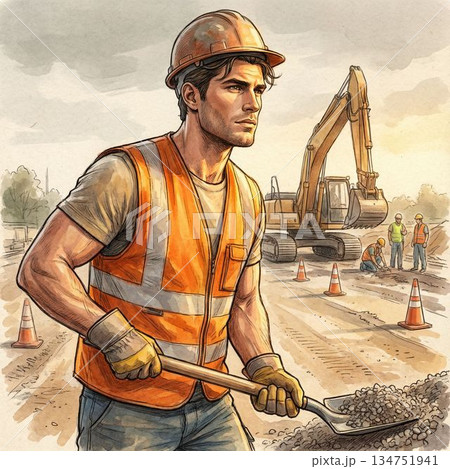 元俳優のイケメン外国人工事労働者 元俳優のイケメン外国人工事労働者 134751941