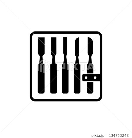 wood chisel set silhouette isolated on white background 134753248