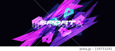 Abstract Sport Background with Dynamic Purple and Pink Brush Strokes with Halftone Effect. Creative and Colorful Background for Sports or Music Event Banner and Poster Design Abstract Sport Background with Dynamic Purple and Pink Brush Strokes with Halftone Effect. Creative and Colorful Background for Sports or Music Event Banner and Poster Design 134753291