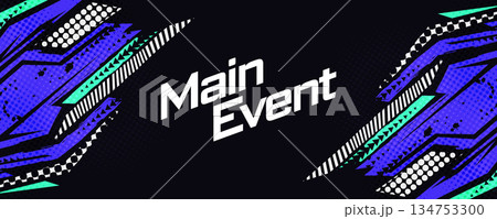 Modern and Energetic Abstract Sports Background with Arrow Pattern and Striped. Suitable for Banner or Poster Design for Sports or Music Events Modern and Energetic Abstract Sports Background with Arrow Pattern and Striped. Suitable for Banner or Poster Design for Sports or Music Events 134753300