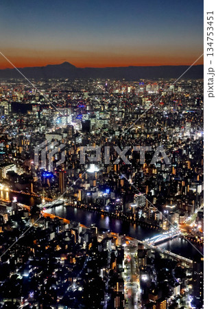 東京スカイツリーからの眺め・夜景（西方向） 134753451