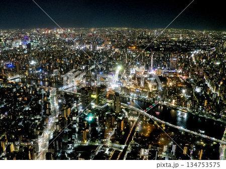 東京スカイツリーからの眺め・夜景(西方向) 東京スカイツリーからの眺め・夜景(西方向) 134753575