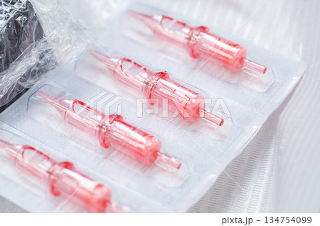 Medical Syringes Packaged Very Securely to Ensure Safe and Effective Use in Hospitals and Clinics 134754099