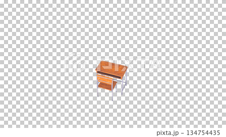 Illustration of a school chair and desk seen from above 134754435