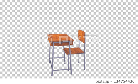 Side view of school chairs and desks Side view of school chairs and desks 134754436