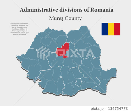 Vector map of Romania - Mures County Vector map of Romania - Mures County 134754778