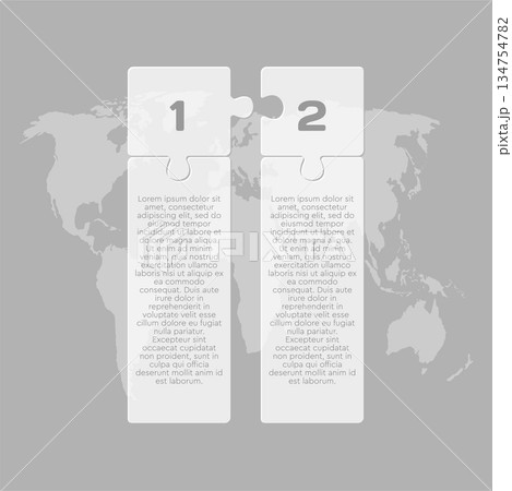 Two steps line infographic, puzzle diagram 134754782