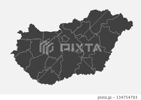 Vector map of Hungary divided on regions Vector map of Hungary divided on regions 134754783