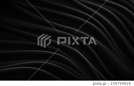 Abstract black fabric satin wave background texture vector 134754919