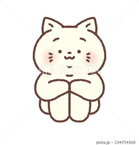 体育座りするかわいいネコ 134754926