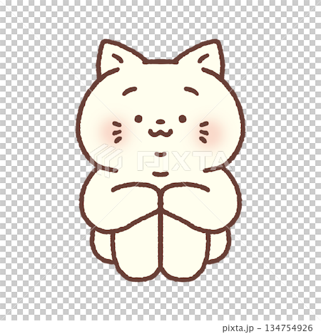 体育座りするかわいいネコ 134754926