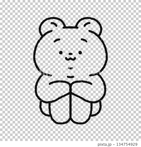 Cute bear sitting on the floor line drawing Cute bear sitting on the floor line drawing 134754929