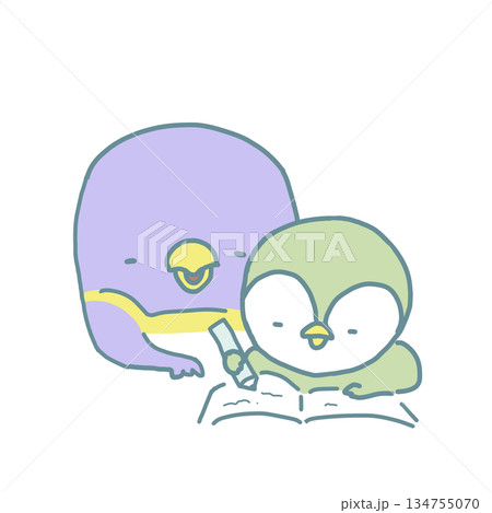 ぺんぎん親子学ぶ 134755070