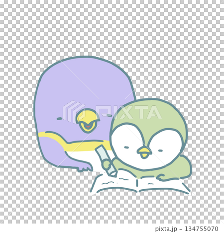 ぺんぎん親子学ぶ 134755070