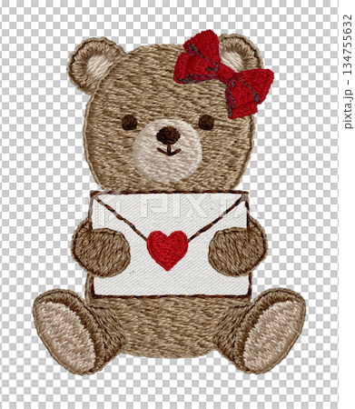 【情書與泰迪熊】手工刺繡插畫材料 134755632