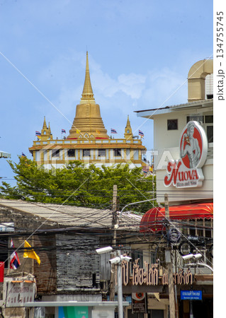 View of The Golden Mount (Phu Khao Thong) or Wat Saket, Thailand, focus selective 134755745
